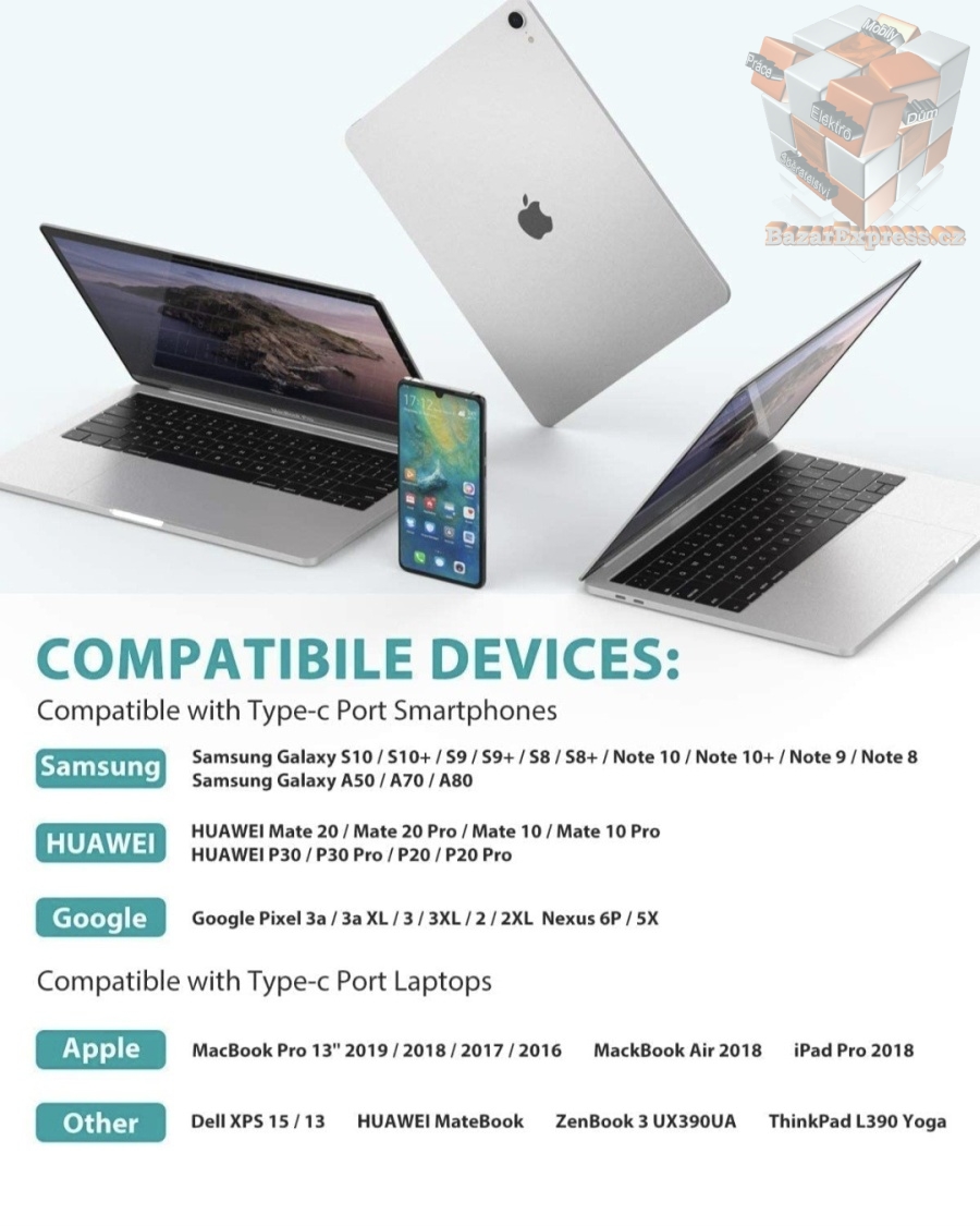 USB-C 3.0 kabel s rychlým nabíjením i přenosem dat