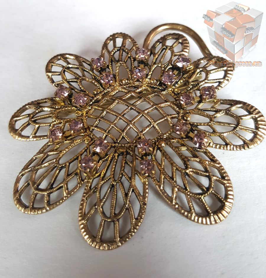 Brož s růžovými kamínky