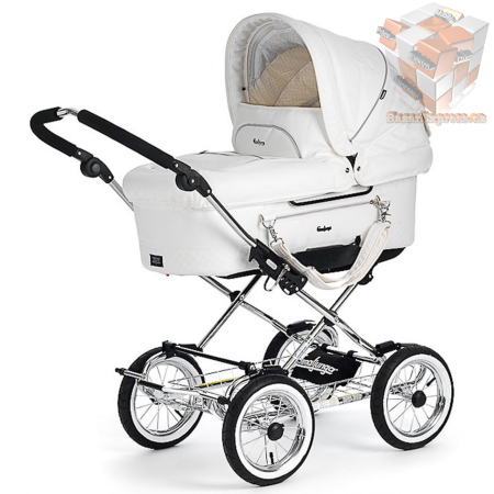 EmmalJunga Mondial De Luxe - Classic White Leatherette Pram Package